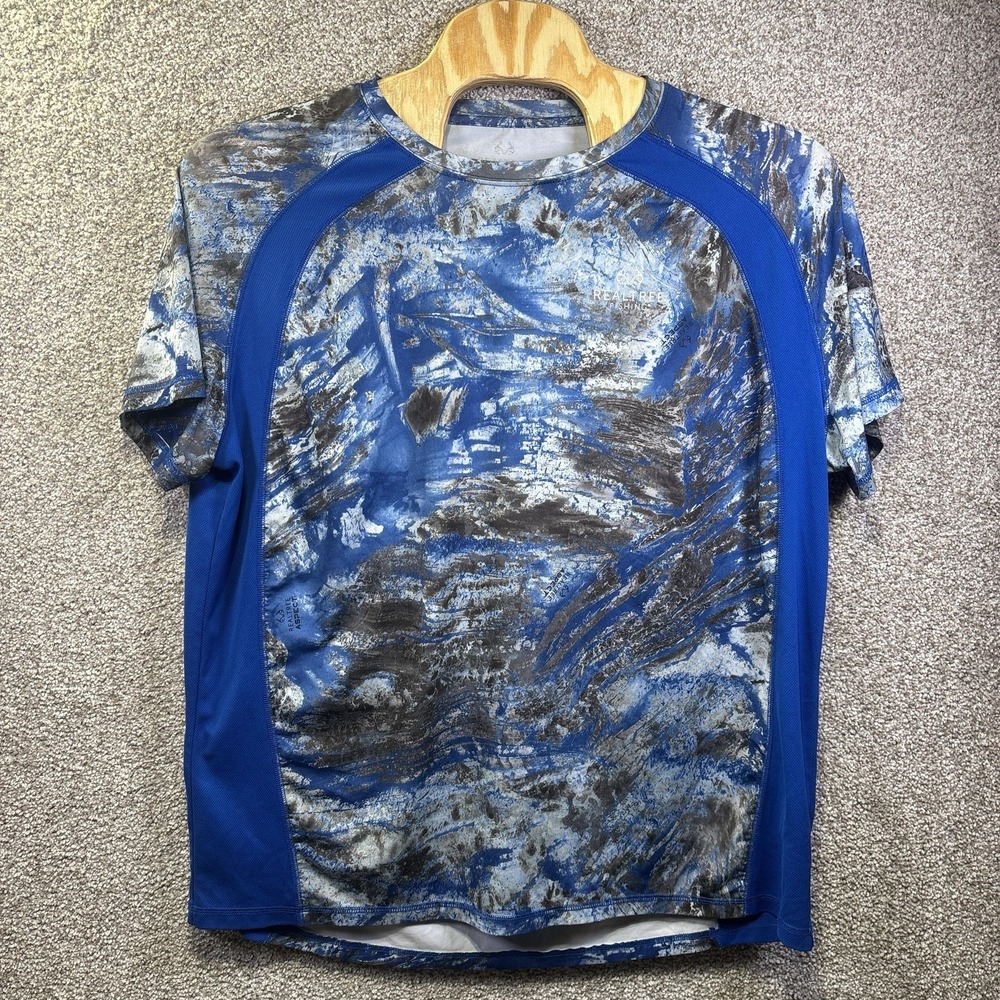 Realtree Shirt Mens 3XL Blue Camo Aspect Short Sleeve Fishing Tee Performance